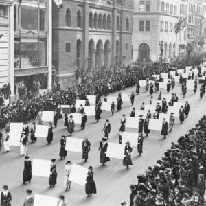 Suffragists parade down Fifth Avenue, 1917. The New York Times Photo Archives