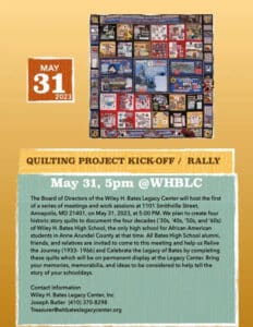 Wiley H Bates Quilting Kickoff Rally Flyer