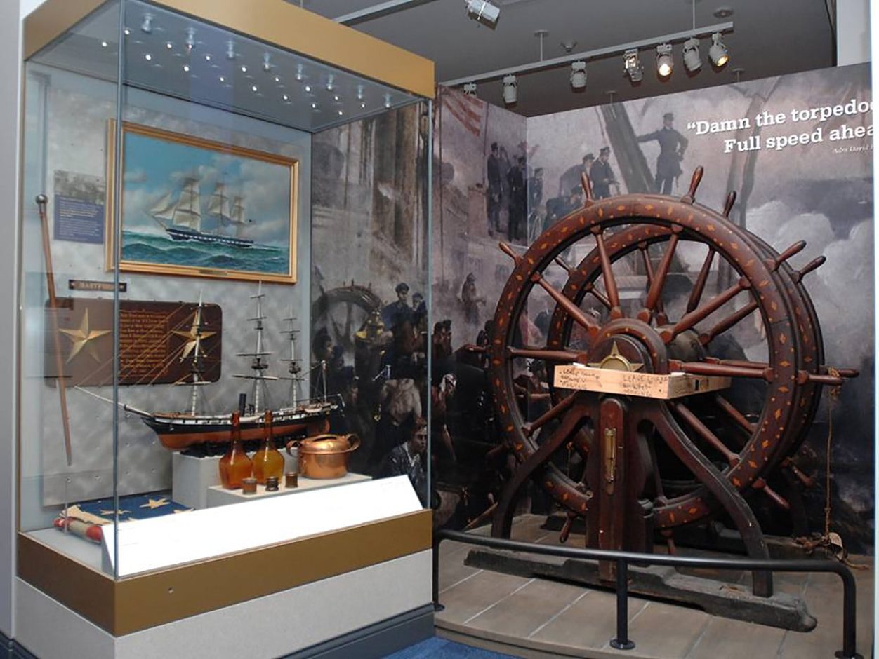 MuseumFranklin-Wheel-and-Ship-Model-Exhibit-DAMN-THE-TORPEDOES-1